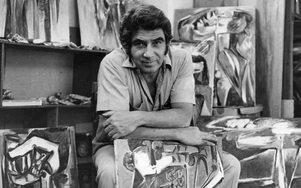 Venuzulan artist Oswaldo Vigas in his Caracas studio in 1977