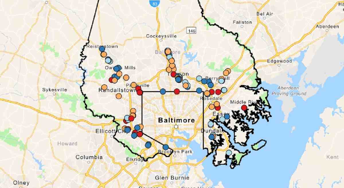Baltimore County map reveals restaurant closures and health code volations
