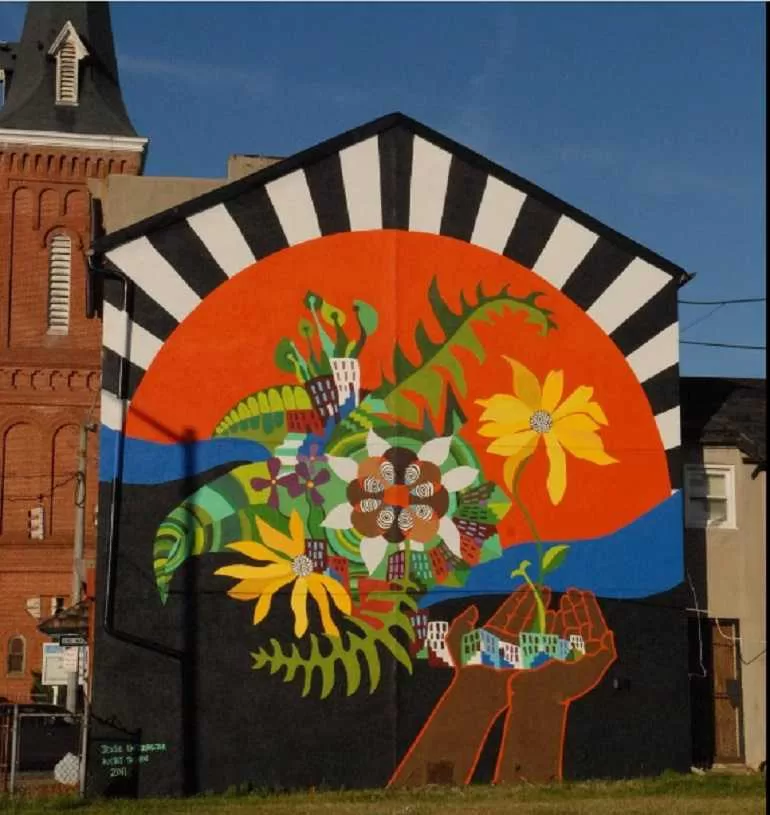 A mural by Jessie Unterhalter supportaed by Baltimore Mural Program