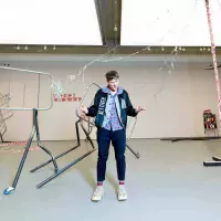 Turner Prize winner Jesse Darling with his work