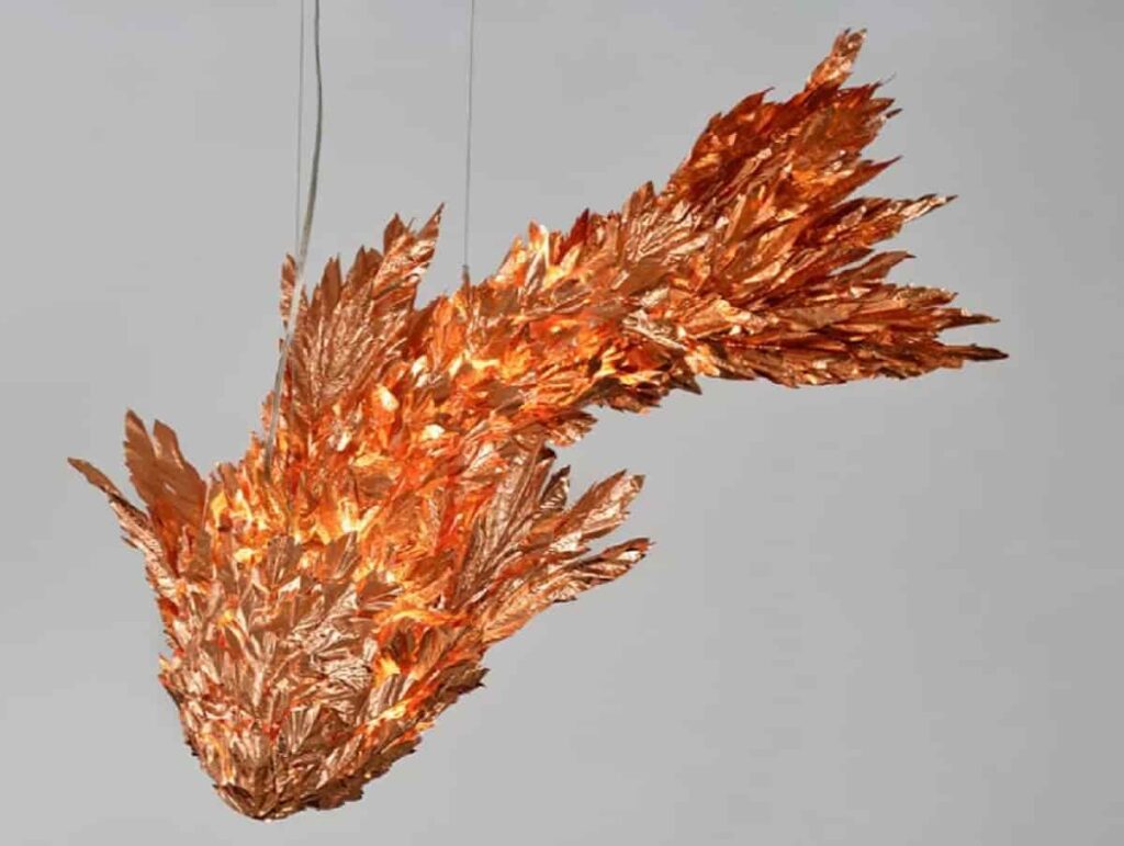 Fish on Fire, one of the works in Frank Gehry's Ruminations at the Gagosian Gallery