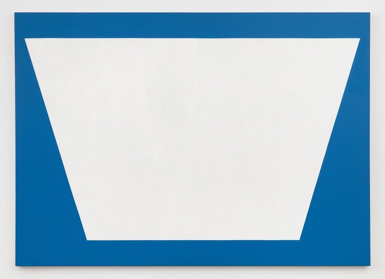 Blue White, 1979, and acrylic on canvas painting measuring 64 1/8 × 90 3/8 inches at Art Basel 2024