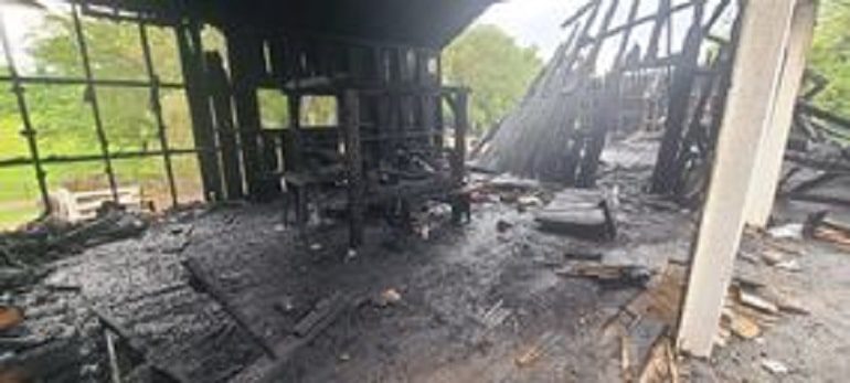 Remains of the Steppingstone Farm Museum fire