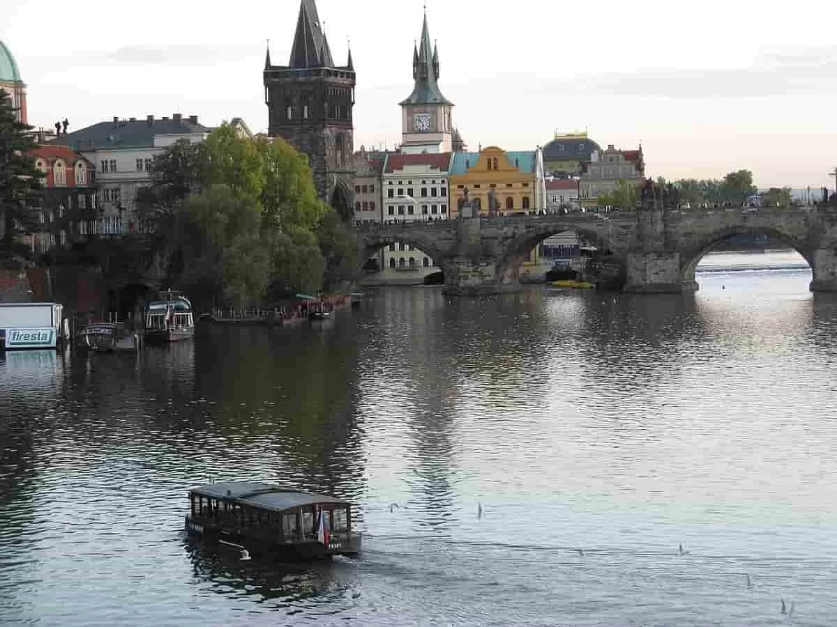 View of a beautiful landscape from photograph of sightseeing taken for the ferry-along-Charles-Bridge. Using some the must-have travel apps for sightseeing can take you to these great places.