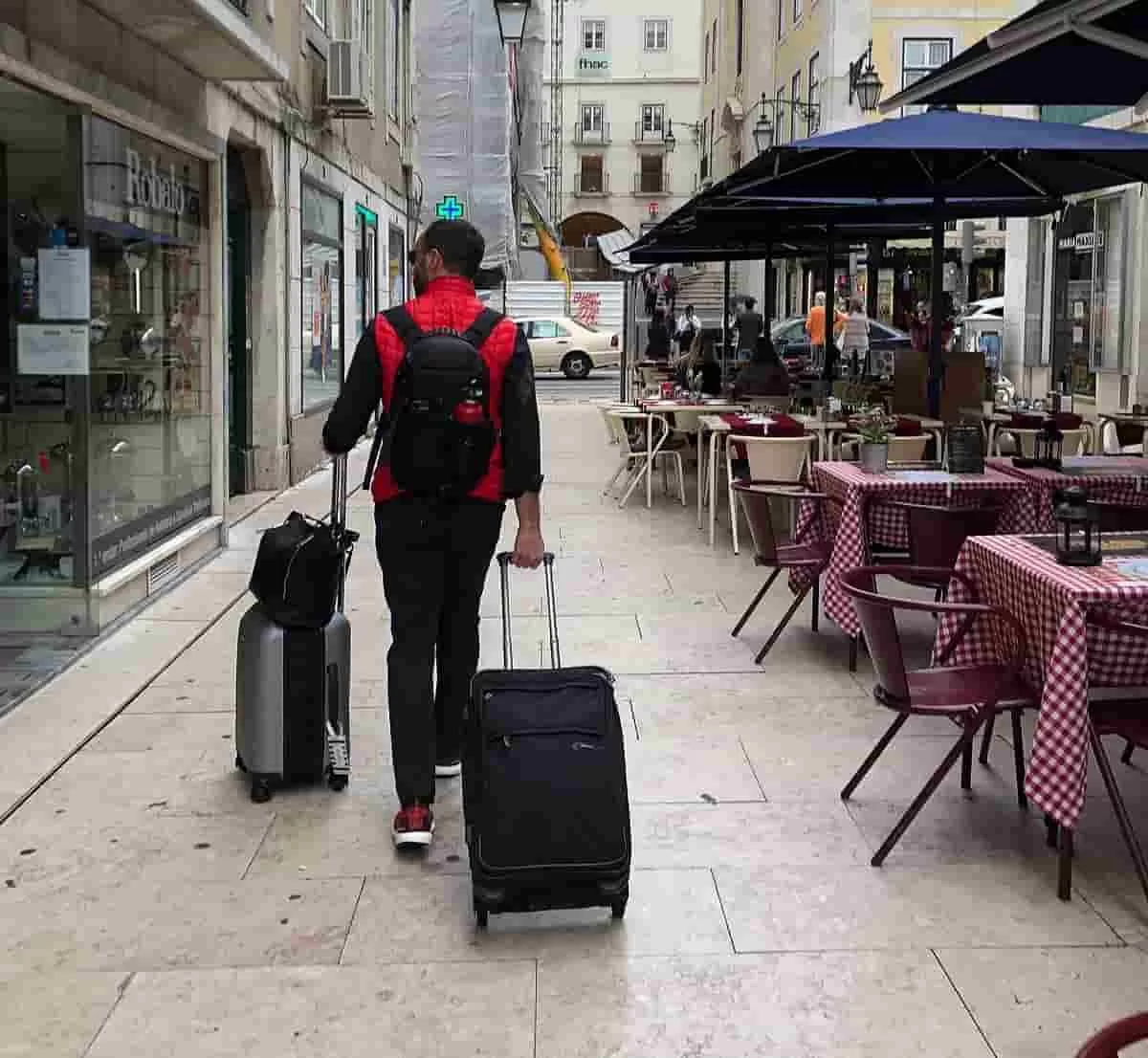 Man dragging is luggage traveling in Europe. It is always pertinent to be aware of the top most dangerous travel destinations in 2024 before traveling