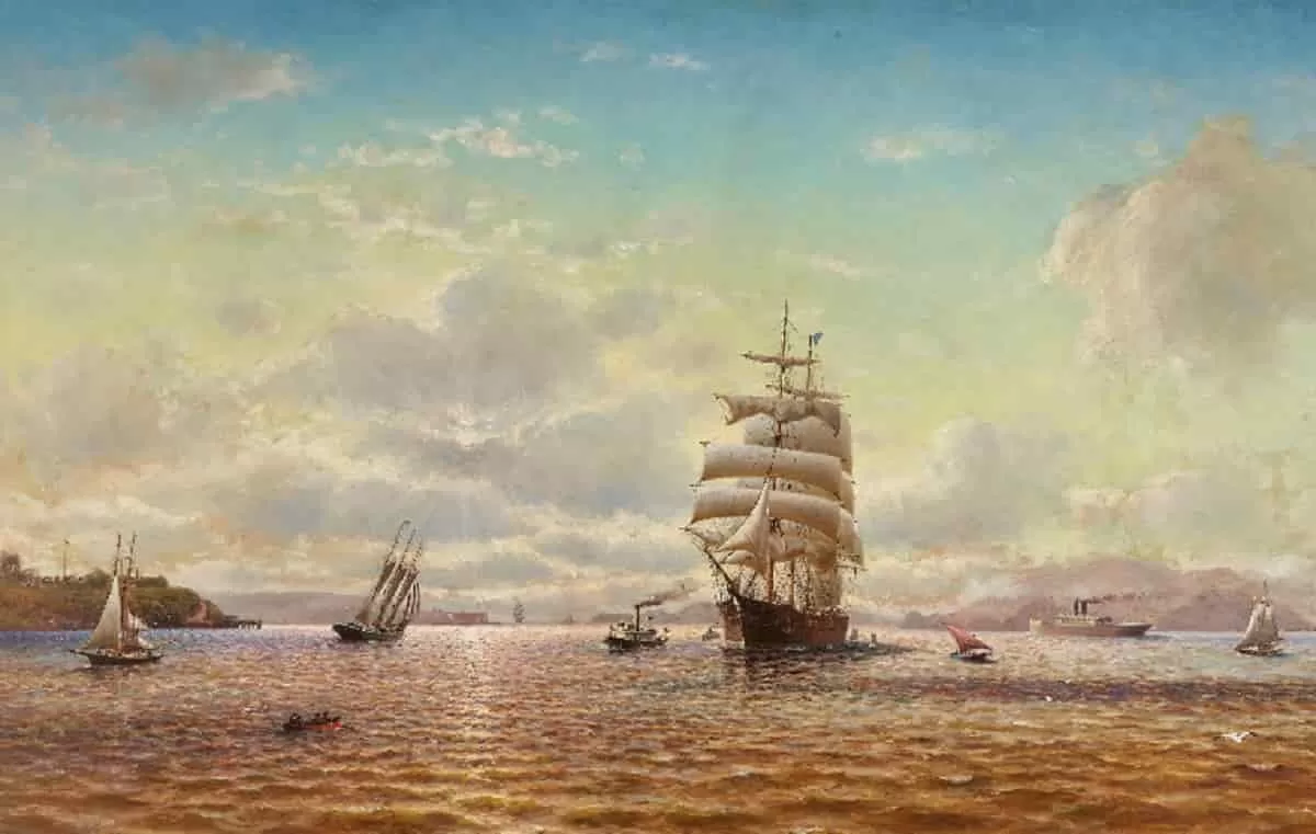 William Alexander Coulter’s (1849-1936) Ships Sailing in the San Francisco Bay with Fort Point in the Distance, one of the works that ensured the stunning Dianne Feinstein auction results.