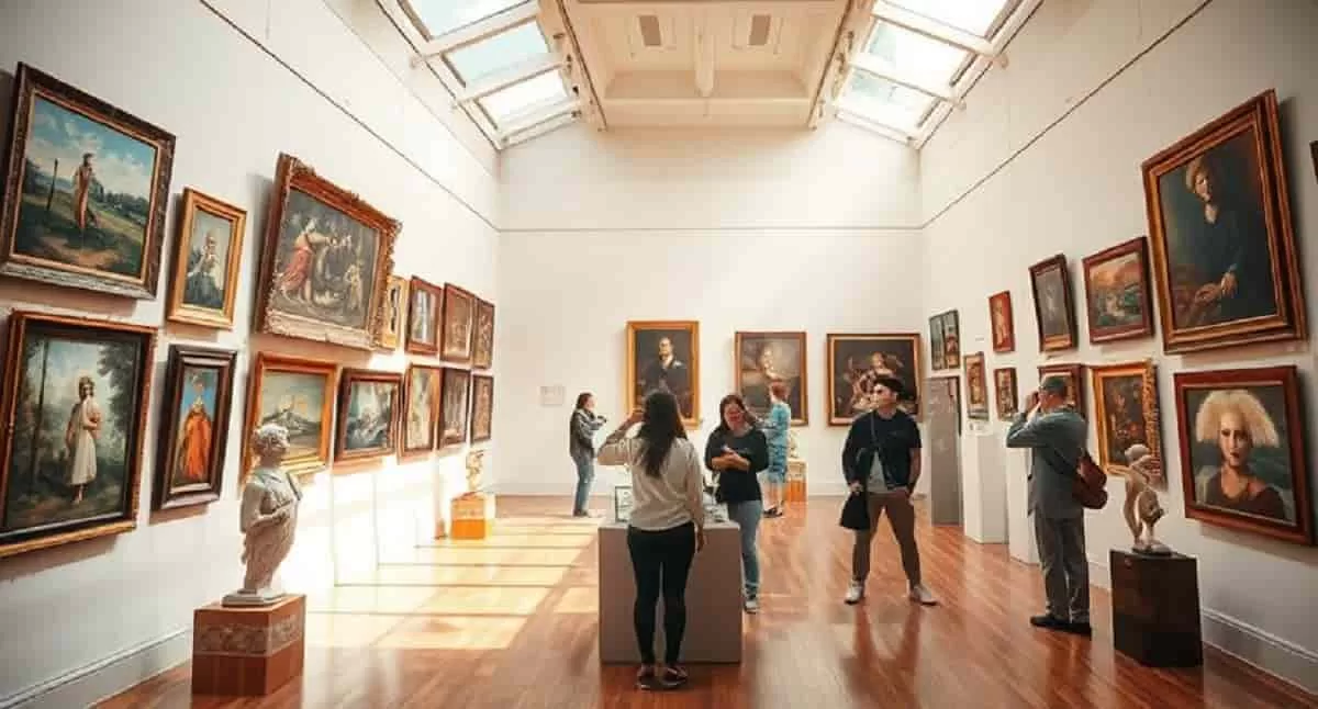 Art Lovers Exploring the Love of Art at a Museum Gallery