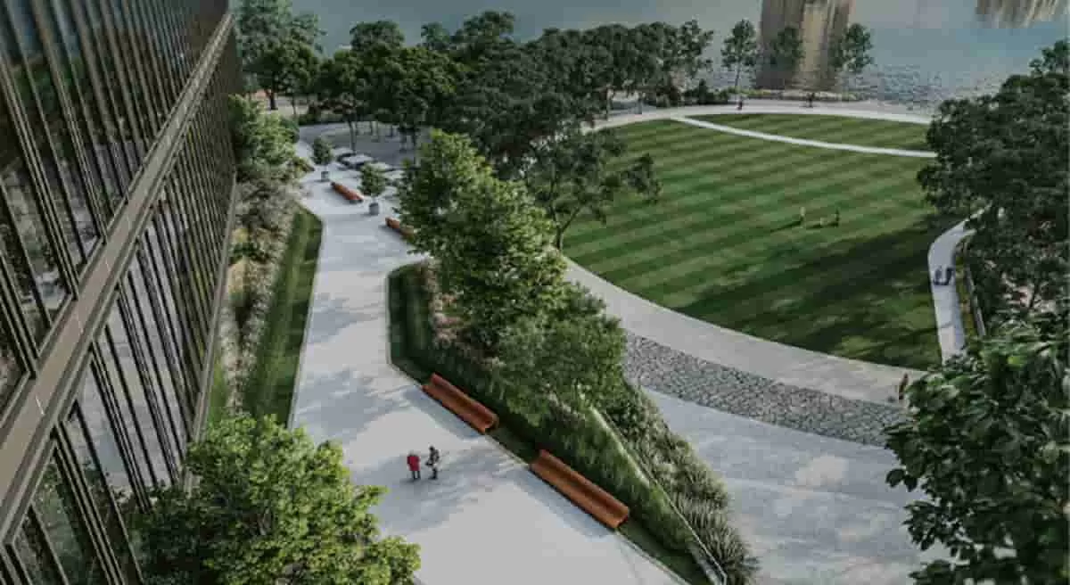 Artist rendition of the Point-Park Baltimore, showing how the 4.5 acres of green space will serve everybody.