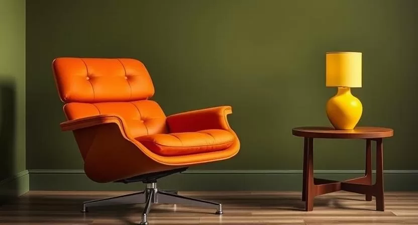 Vibrant Accent Showcase Mid-Century Modern furniture. The display shows the best color palettes for Mid-Century Modern interiors