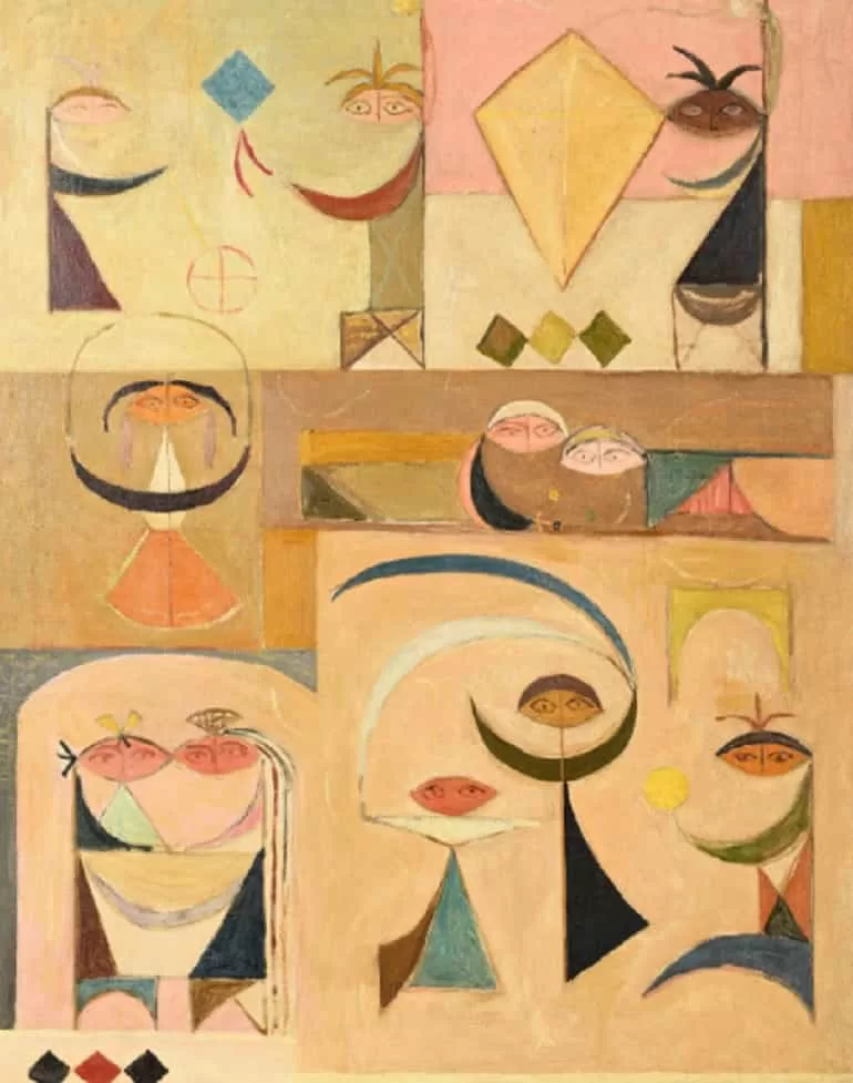 Children’s Games and abstract painting by Jewad Selim, one of the co-founders of Baghdad Modern Art Group, shows the development Iraq modernism 