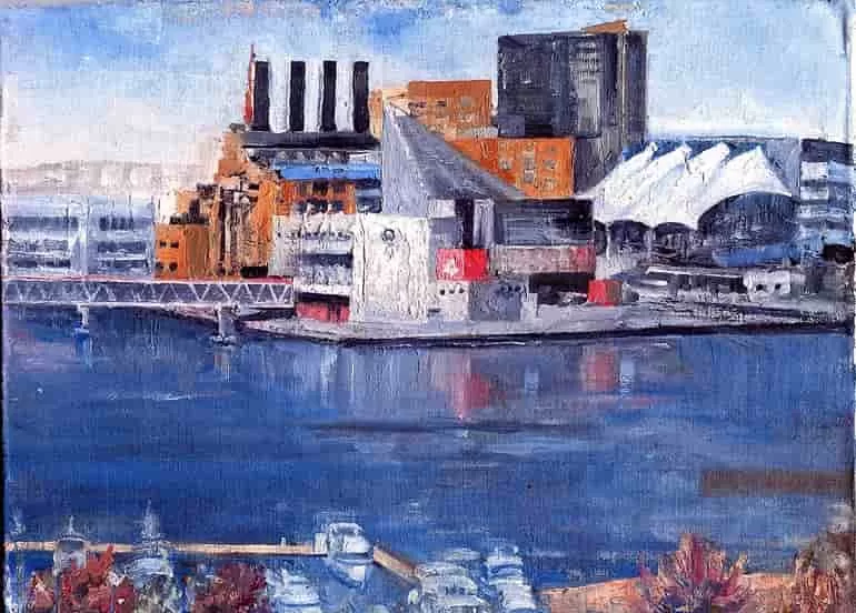 J. David Ehlers, The Inner Harbor at Pier 4. The artist was one of the recent resident artists at the Bromo Seltzer Arts Tower. Image courtesy of the Bromo Seltzer Arts Tower.