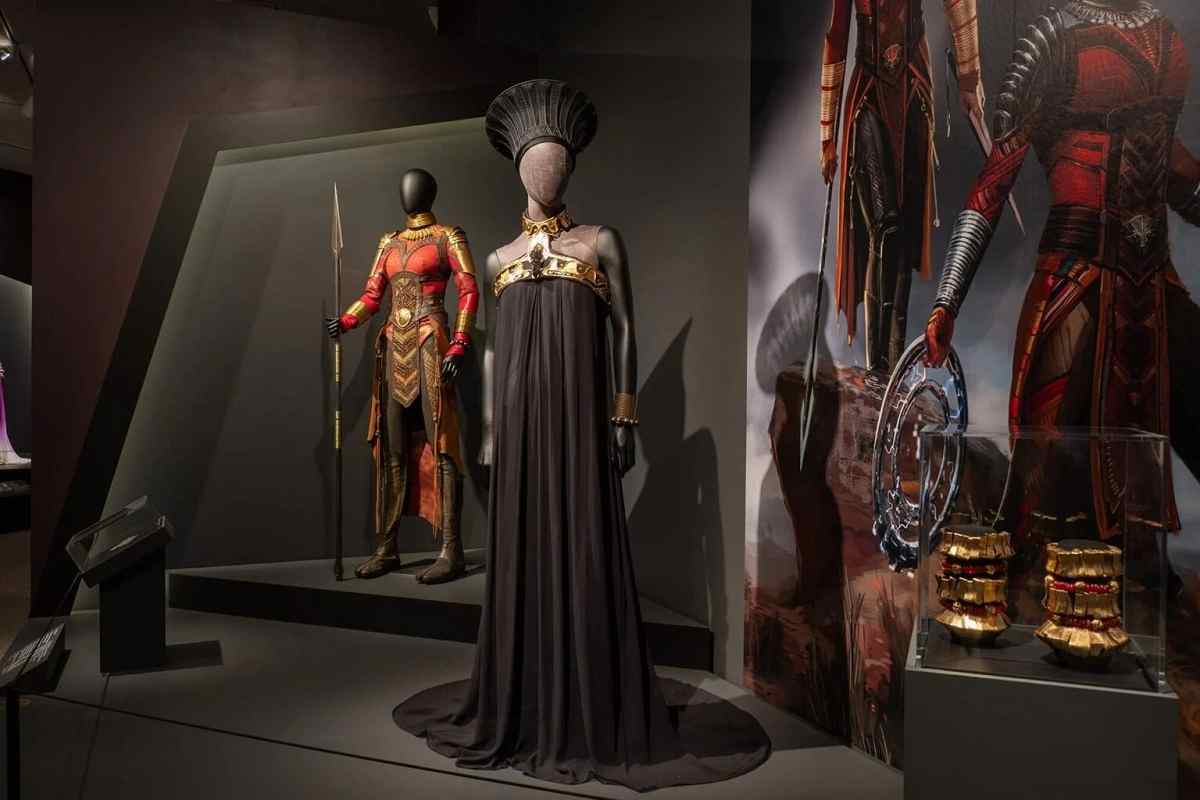 Douriean Fletcher Exhibition installation view at the Walters Art Museum featuring Black Panther costumes and jewelry from Jewelry of the Afrofuture.