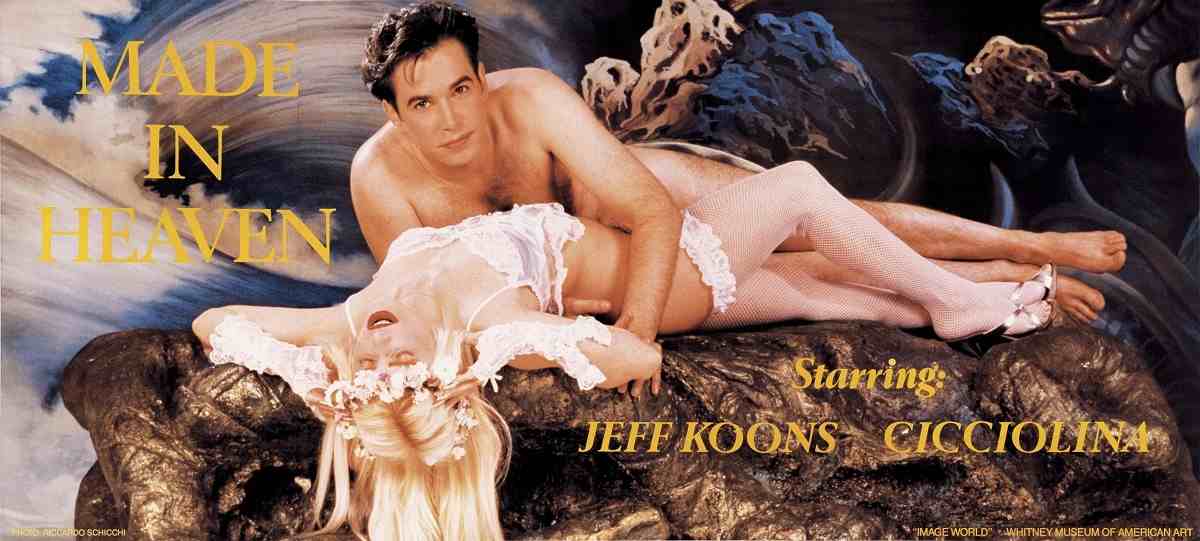 Made in Heaven by Jeff Koons, large lithograph billboard displayed during the Jeff Koons copyright lawsuit, 1989, lithograph billboard, 125 × 272 inches (317.5 × 690.9 cm).